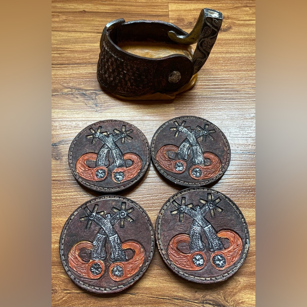 Western Cowboy Style Coaster Set of 4